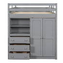 Loft Bed With Built In Wardrobe, Shelves And Drawers