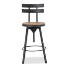 Industrial Modern Swivel Barstool With Adjustable Height - Black / Natural