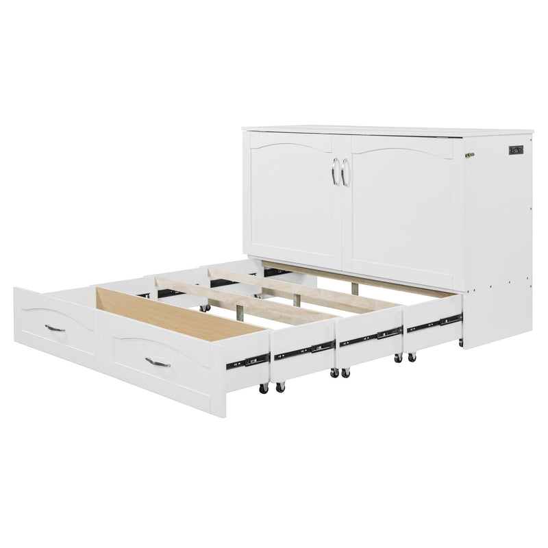 Murphy Bed With Drawer And A Set Of Sockets & USB Ports, Pulley Structure Design