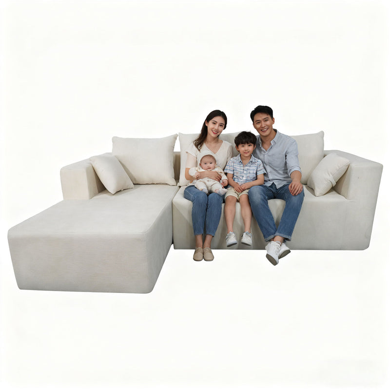 Modular Corner Sofa With Soft Linen Fabric