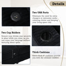 Oversized Loveseat Chaise With 2 USB Ports, 2 Cup Holders And 2 Throw Pillows