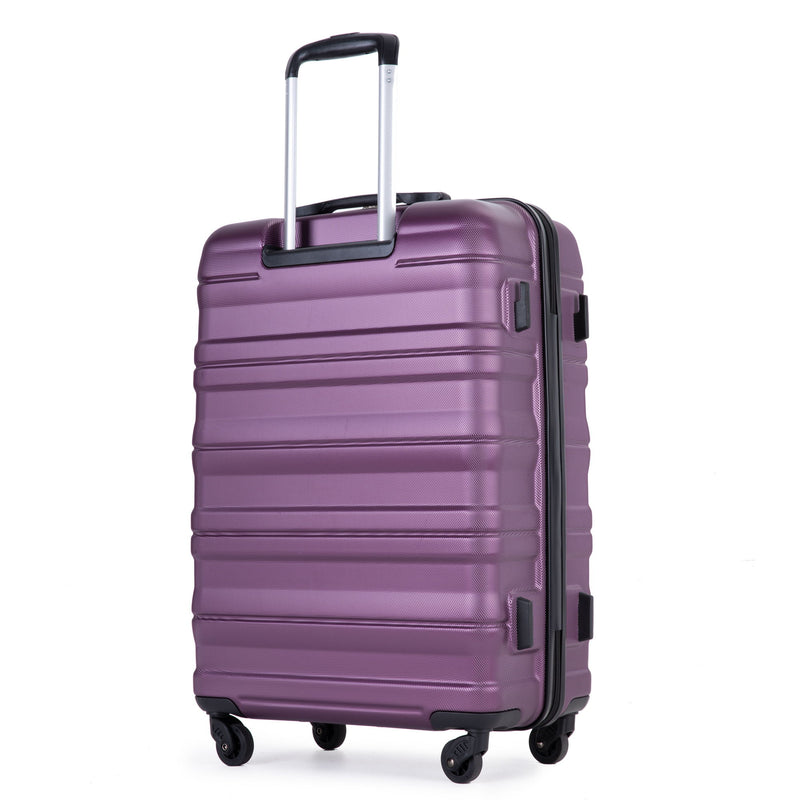 Expandable 3 Piece Luggage Sets Pc Lightweight & Durable Suitcase With Two Hooks, Spinner Wheels, Tsa Lock, (21/25/29) - Dark Purple