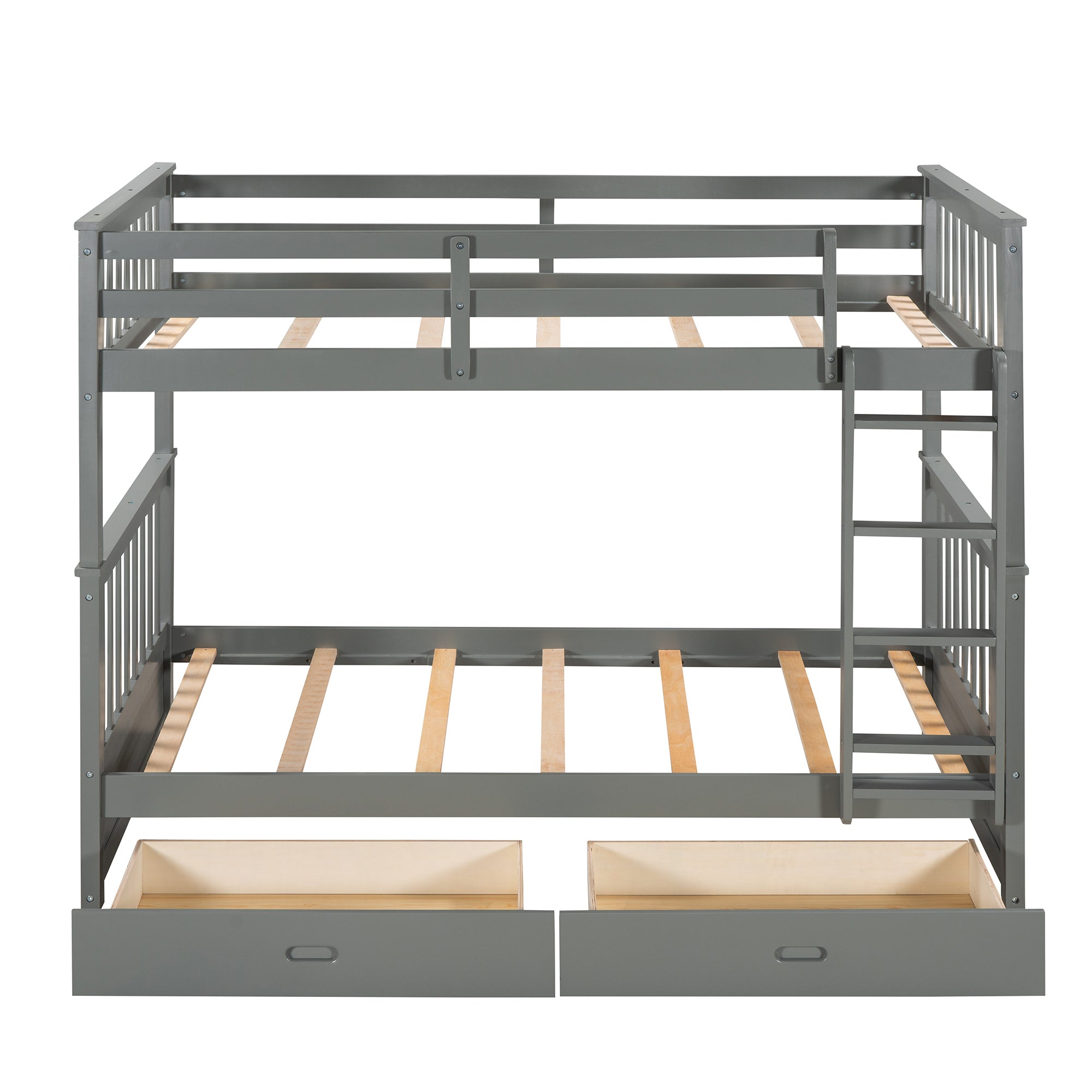 Twin-Over-Twin Bunk Bed with Ladders and Two Storage Drawers (Gray)(LT000265AAE) - Atlantic Fine Furniture Melbourne FL