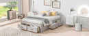 Full Size Platform Bed with 6 Storage Drawers,Antique White
