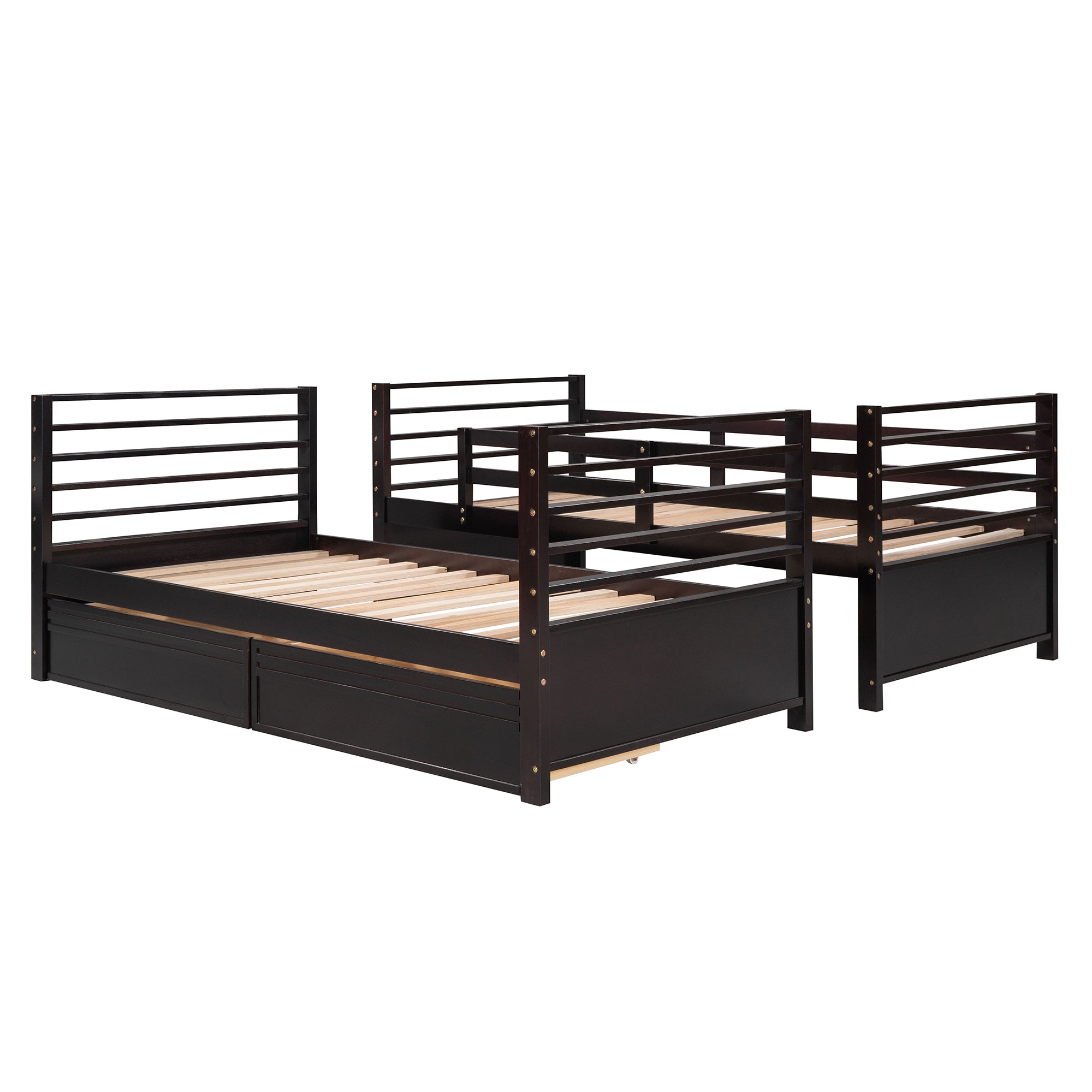 Twin over Twin Wood Bunk Bed with Two Drawers - Espresso - Atlantic Fine Furniture Melbourne FL