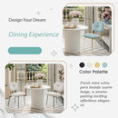 Modern 4 Person Dining Set With Bamboo & Table And Turquoise & Chairs Metal Legs, Space Saving Design - White