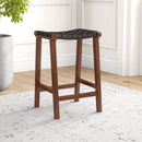 James - Mid-Century Modern Genuine Leather Counter Stool