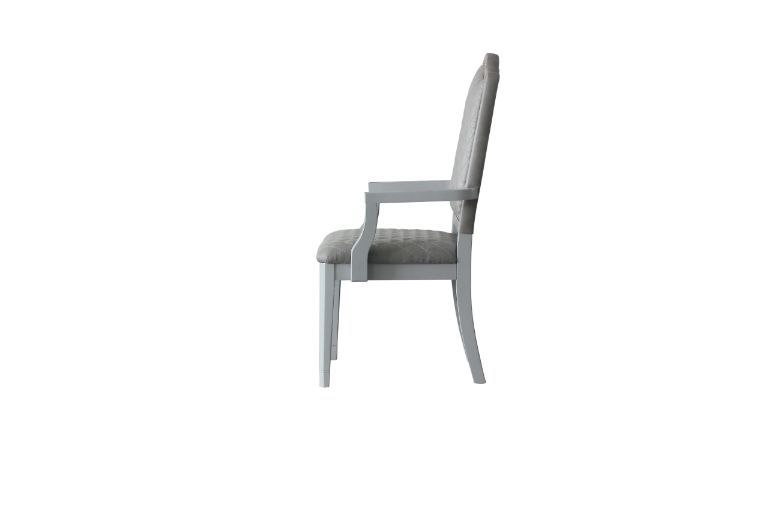House - Marchese Chair (Set of 2) - Two Tone Gray Fabric & Pearl Gray Finish - Atlantic Fine Furniture Inc