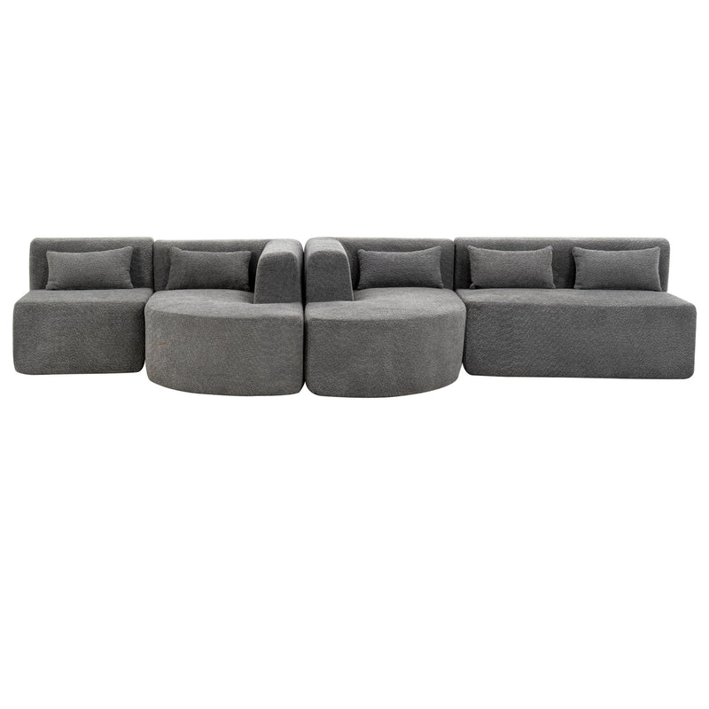 Upholstered Sofa Free Combined Sofa Couch With Two Chaise Lounge And Five Back Pillows For Living Room