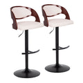 Pino - Mid Century Modern Adjustable Barstool With Swivel With Rounded T Footrest (Set of 2)