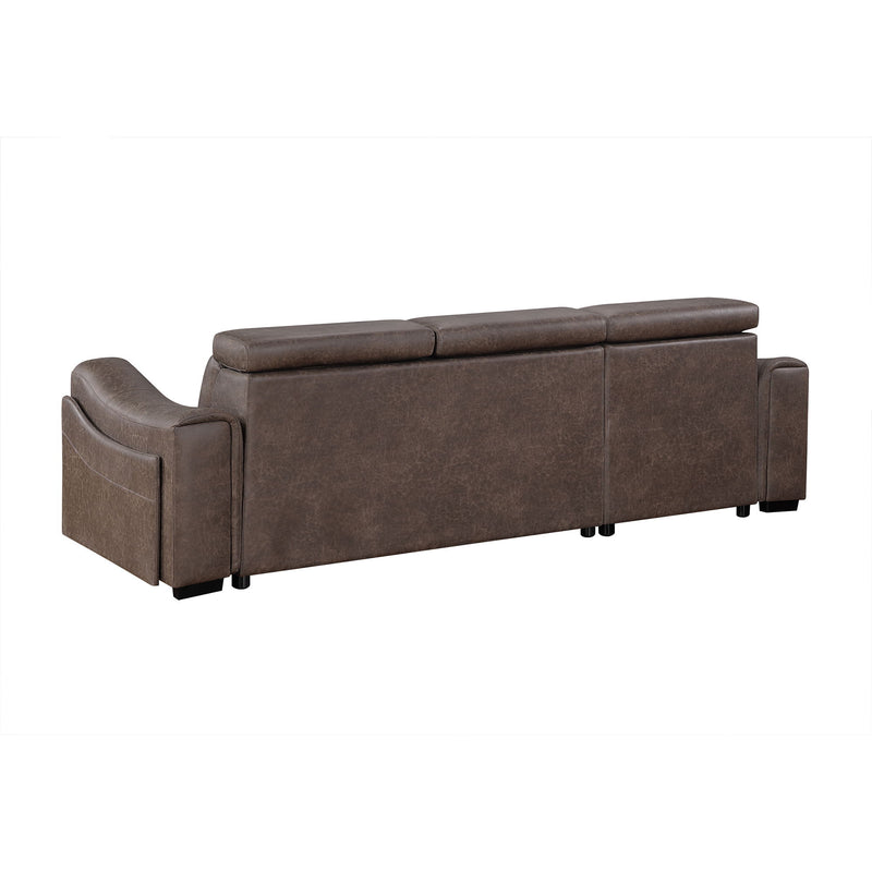 Bruno - Pull Out Complete Sofa Bed With Storage Chaise - Brown
