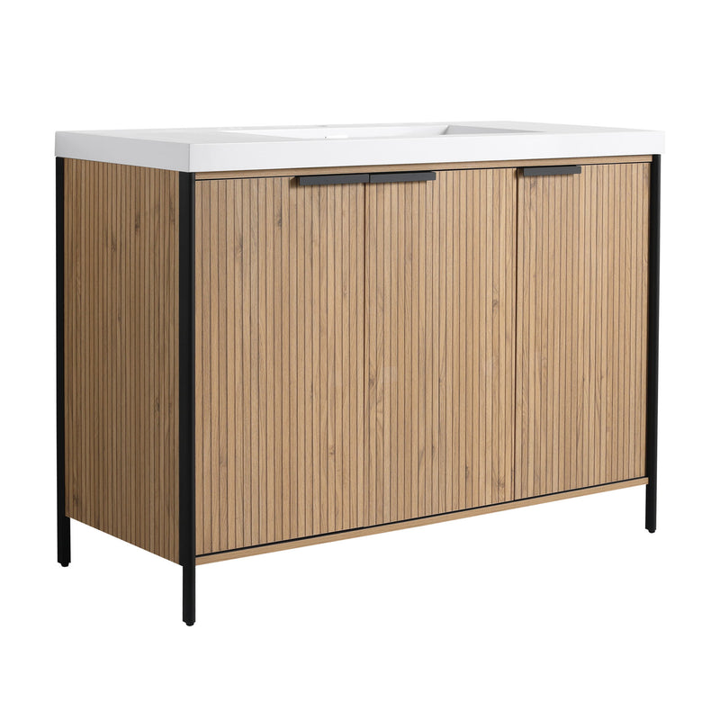 Modern Freestanding Bathroom Vanity With Resin Sink & Soft Close Cabinet Doors