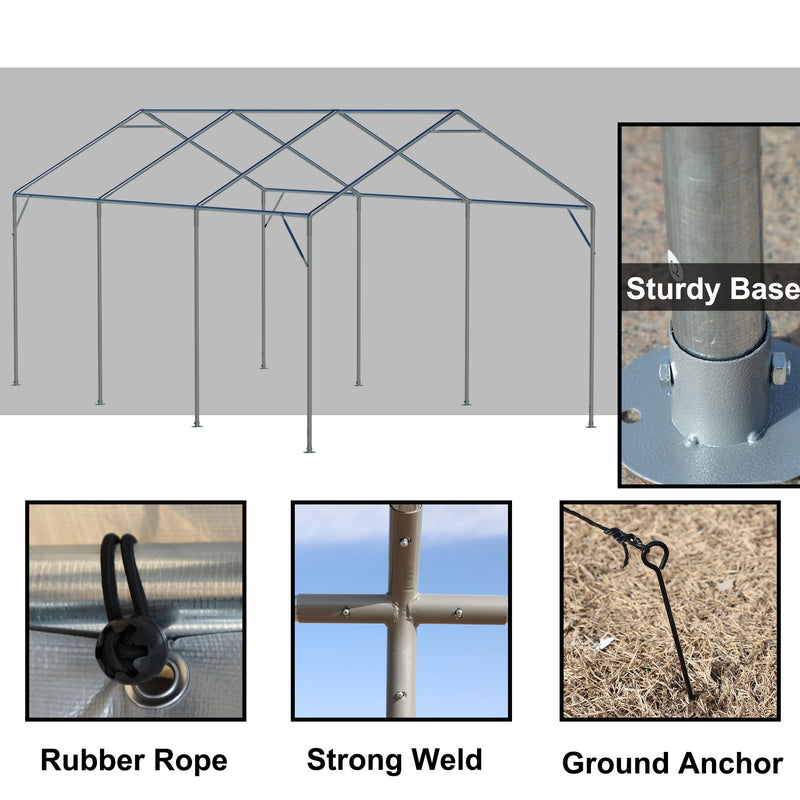 Carport Canopy Heavy Duty Boat Car Canopy Garage With Removable Sidewalls And Roll Up Ventilated Windows