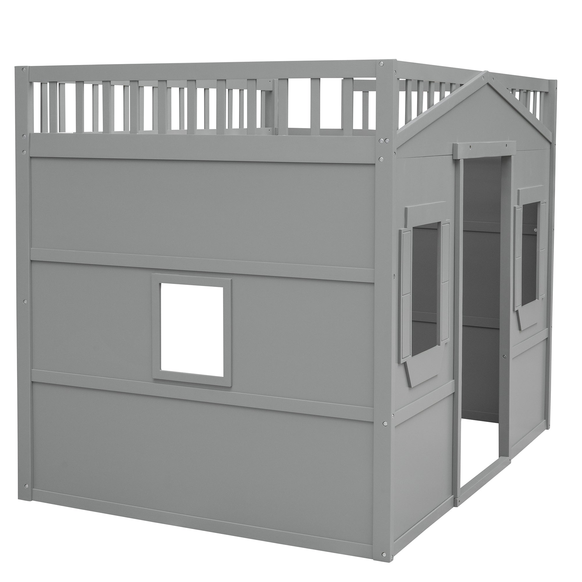 Full Size House Loft Bed With Ladder-Gray - Atlantic Fine Furniture Melbourne FL