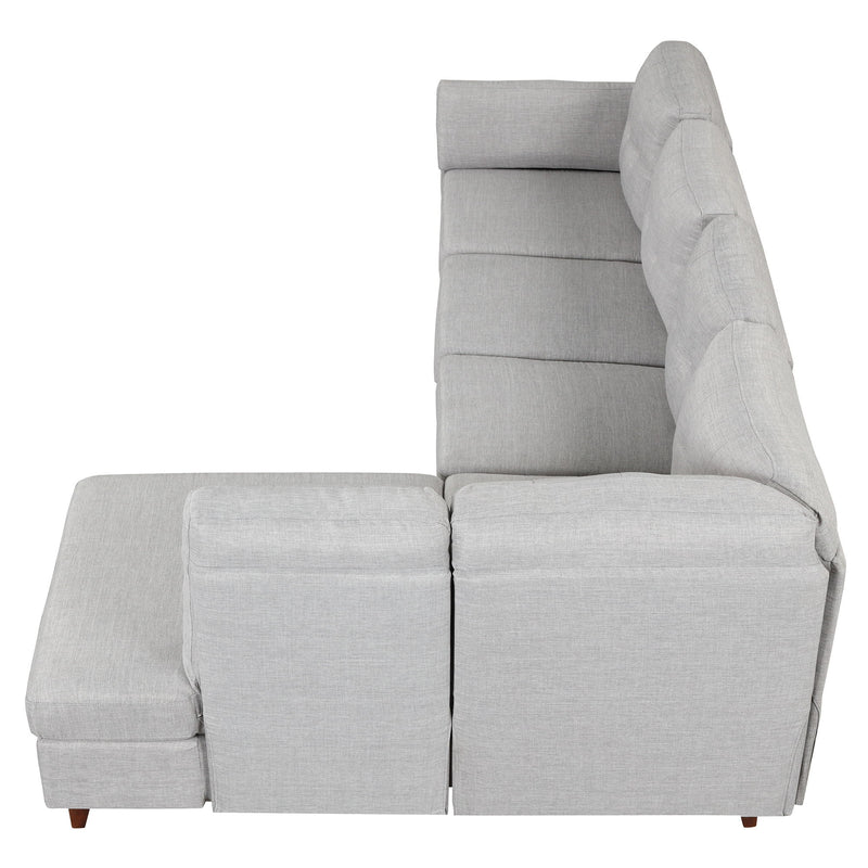 Modern Linen Fabric Sofa, L-Shape Couch With Chaise Lounge, Sectional Sofa With One Lumbar Pad