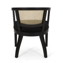 Elegant Dining Chair With Cane Web Backrests And Velvet Upholstery