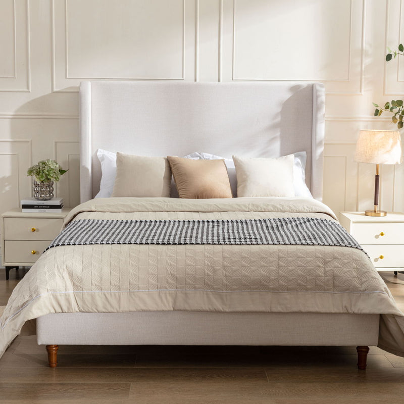 Harper - Tall Headboard Upholstered Bed / High Headboard / Elegant Simplicity / No Box Spring Needed