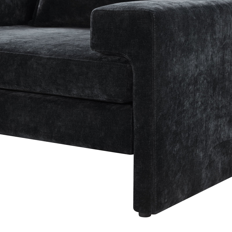 Chenille Upholstered Accent Chair With Wide Armrests And Ergonomic Back Support