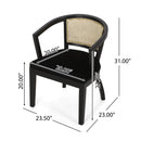 Elegant Dining Chair With Cane Web Backrests And Velvet Upholstery