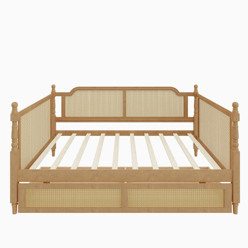 Traditional Style Rattan Daybed, No Box Spring Needed