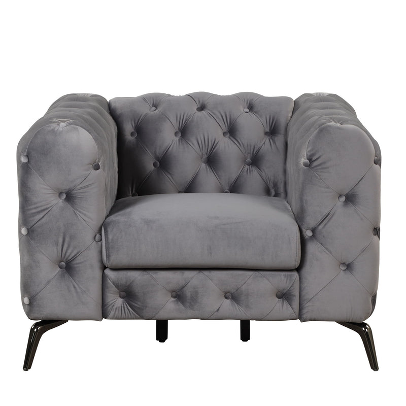 Velvet Upholstered Accent Sofa, Modern Single Sofa Chair With Button Tufted Back, Modern Single Couch For Living Room, Bedroom, Or Small Space