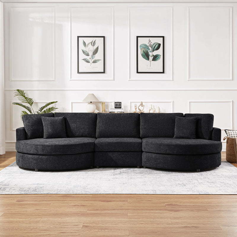 Modern 3 Seater Upholstered Sofa With Curved Design