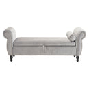 Luxurious Velvet Multifunctional Storage Ottoman Bench With Pillow