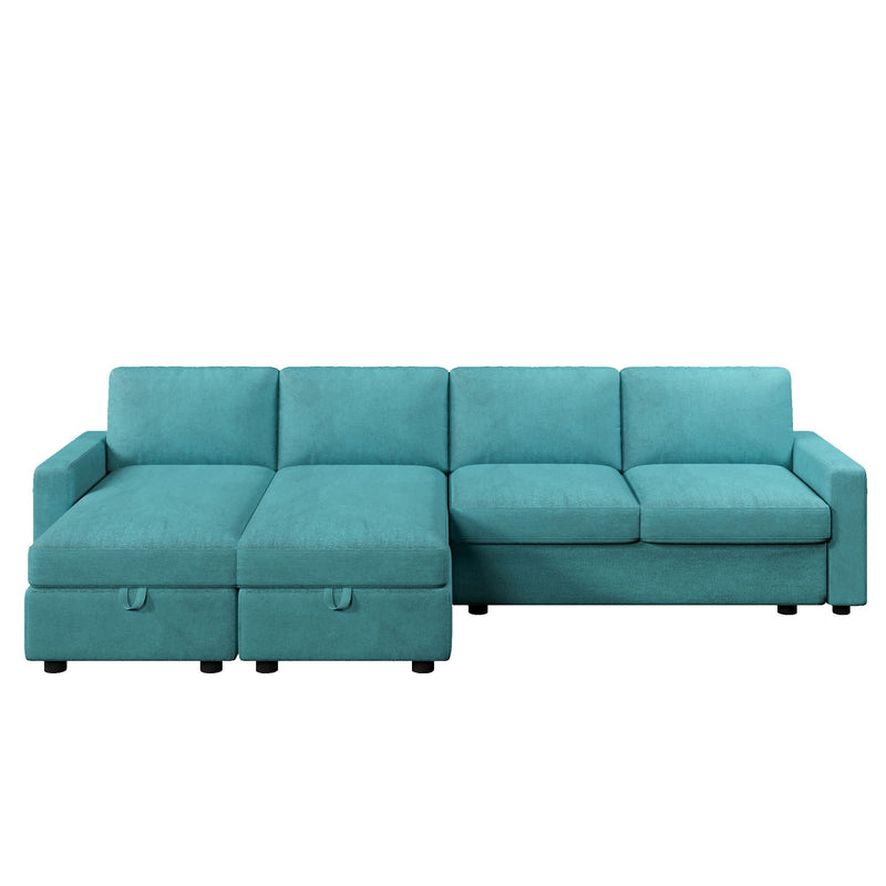 Convertible Sectional Sofa With Storage Chaise Lounges And USB Ports