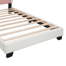 Twin Size Upholstered Princess Bed & Crown Headboard, Platform Bed With Headboard And Footboard - White / Pink