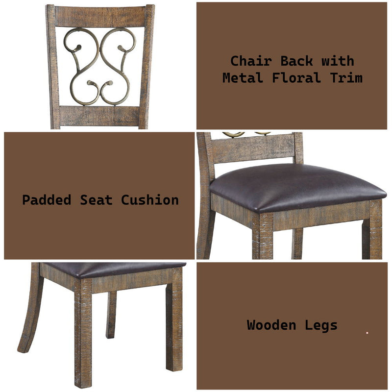Raphaela - Side Chair (Set of 2) - Black PU & Weathered Cherry Finish - Atlantic Fine Furniture Inc