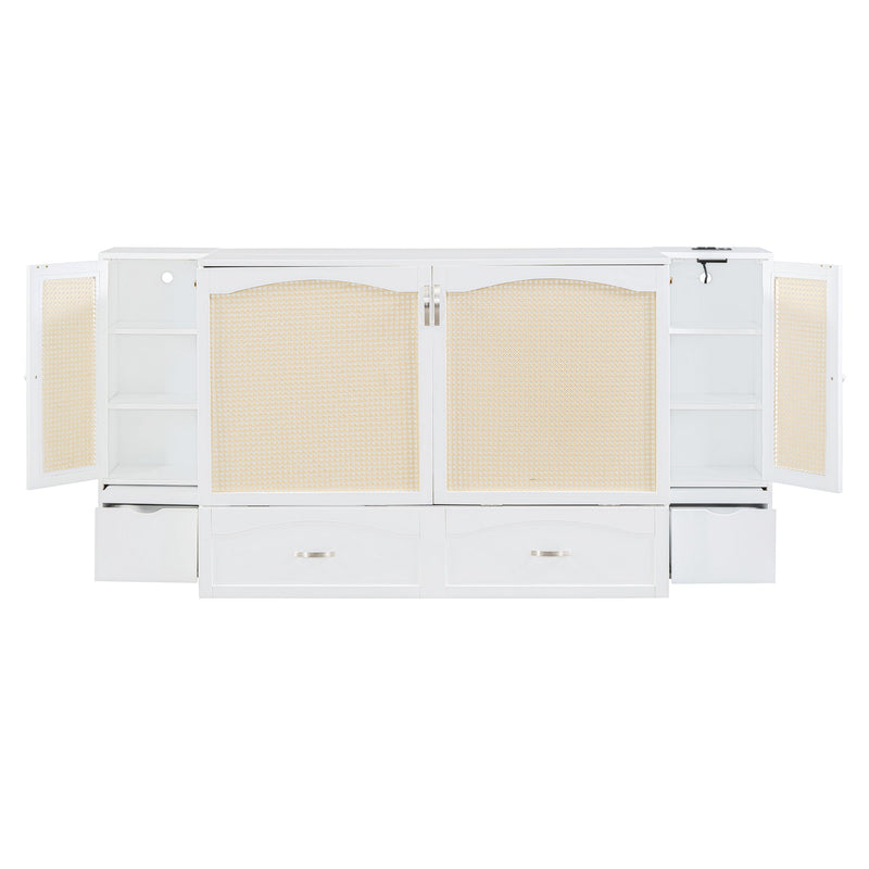 Murphy Wall Bed With Drawer And Rattan Decoration