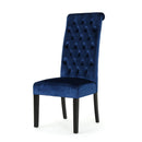 Elegant George Hi Back Dining Chair (Set of 2) With Tufted Velvet - Navy Blue
