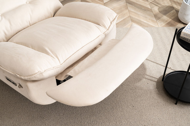 Power Recliner Swivel Glider USB Charger With Bluetooth Music Player Different Function Sleep Working Game And Leisure Model - Cream