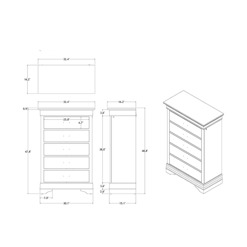 Charlston - 5 Piece Bedroom Set With LED Headboard