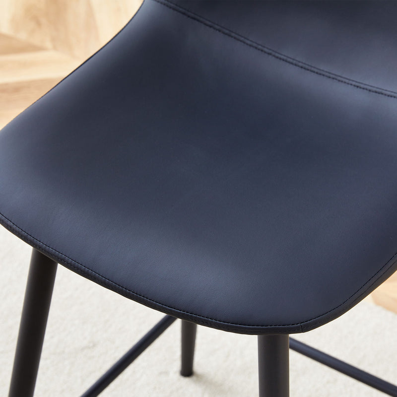 Modern Black Pu Bar Chair Rounded Backrest (Set of 2)