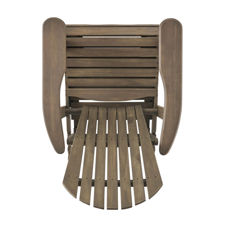 Malibu - Rustic Style Reclining Adirondack Chair With Footrest - Gray
