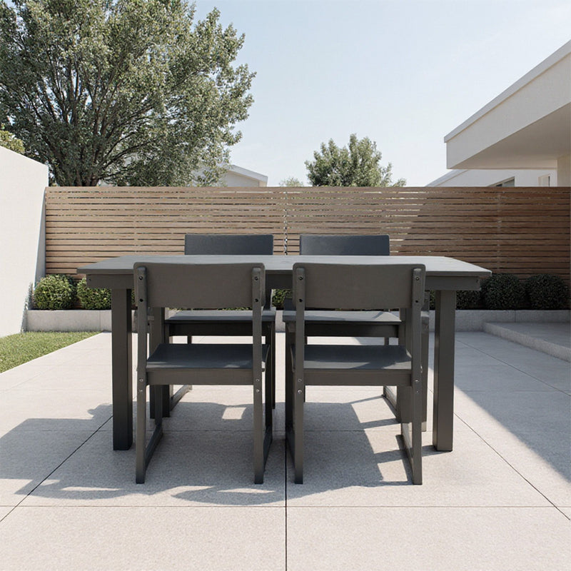 5 Piece Outdoor Dining Set For 4, Patio Table With Umbrella Hole And 4 Armrest Chairs For Backyard - Gray