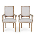 French Country Style Upholstered Dining Chair With Square Backrest