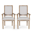 French Country Style Upholstered Dining Chair With Square Backrest