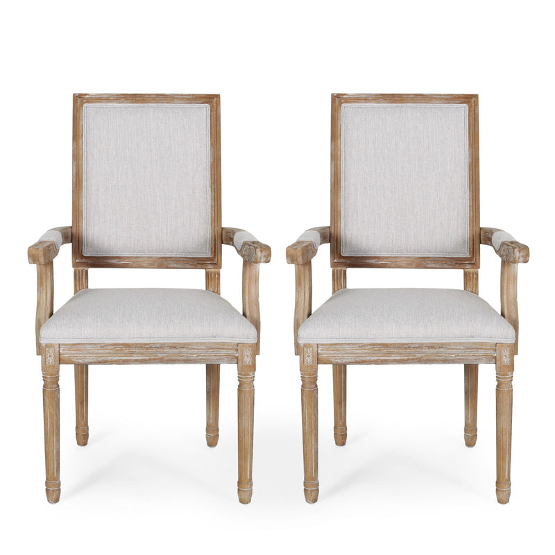 French Country Style Upholstered Dining Chair With Square Backrest