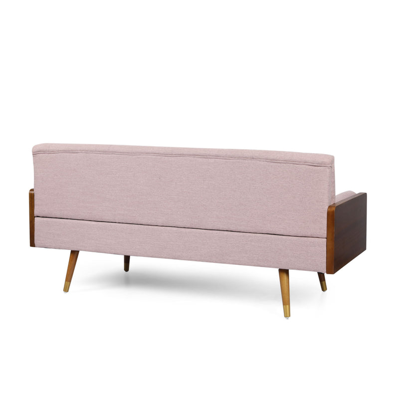 Aidan - Mid Century Modern Tufted Fabric Sofa - Blush