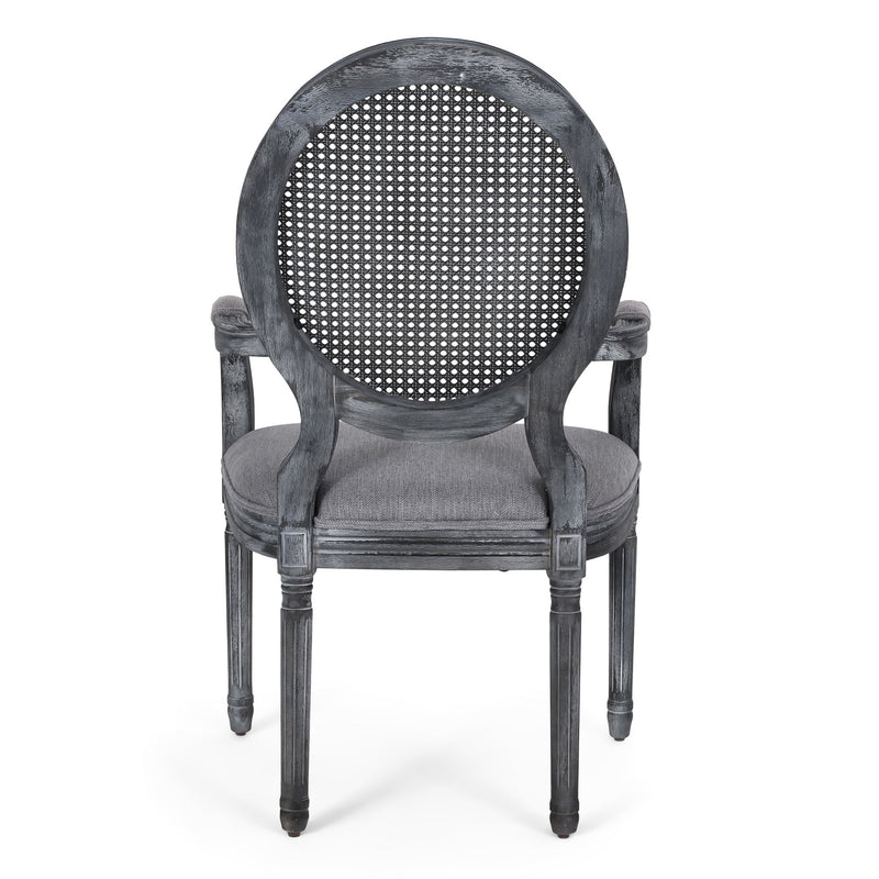 French Country Style Wood And Cane Upholstered Dining Chair Set