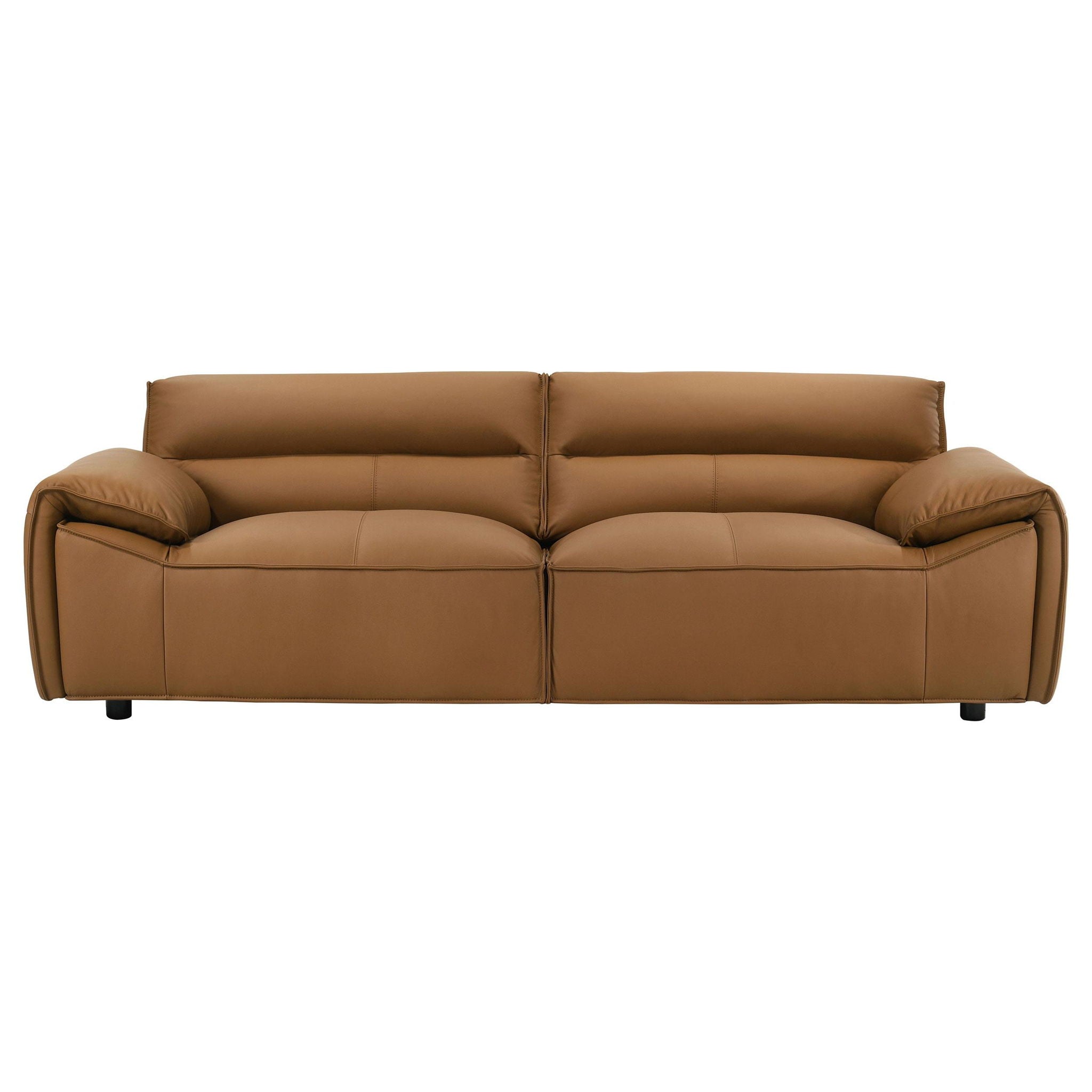 Buxton Top Grain Leather Upholstered Sofa Orange