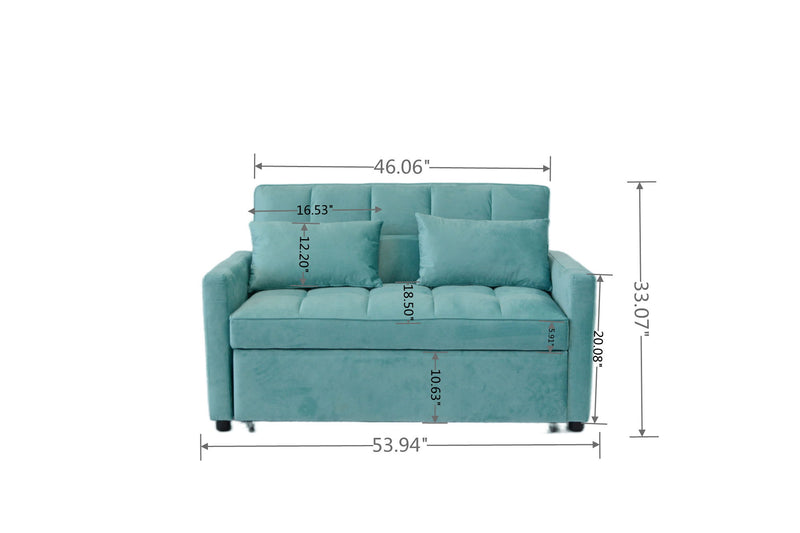 3 In 1 Convertible Sleeper Sofa Bed, Modern Fabric Loveseat Futon Sofa Couch With Pullout Bed, Small Love Seat Lounge Sofa With Reclining Backrest, Furniture For Living Room