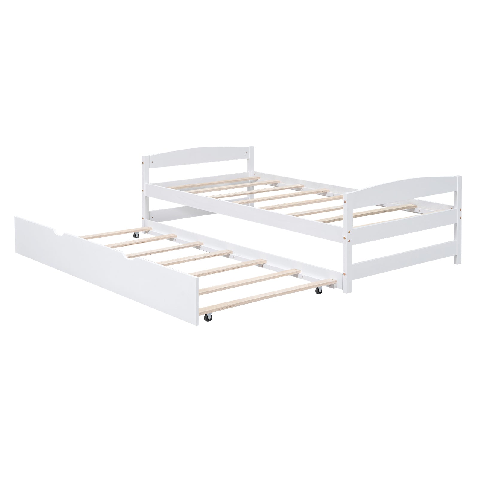 Twin Size Platform Bed with Twin Size Trundle, White - Atlantic Fine Furniture Melbourne FL