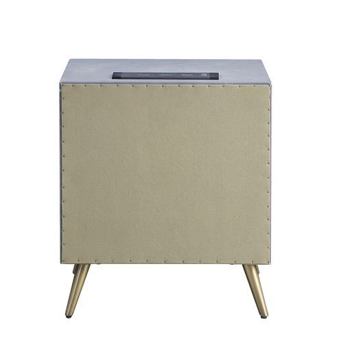 Doris - Nightstand - Gray Top Grain Leather