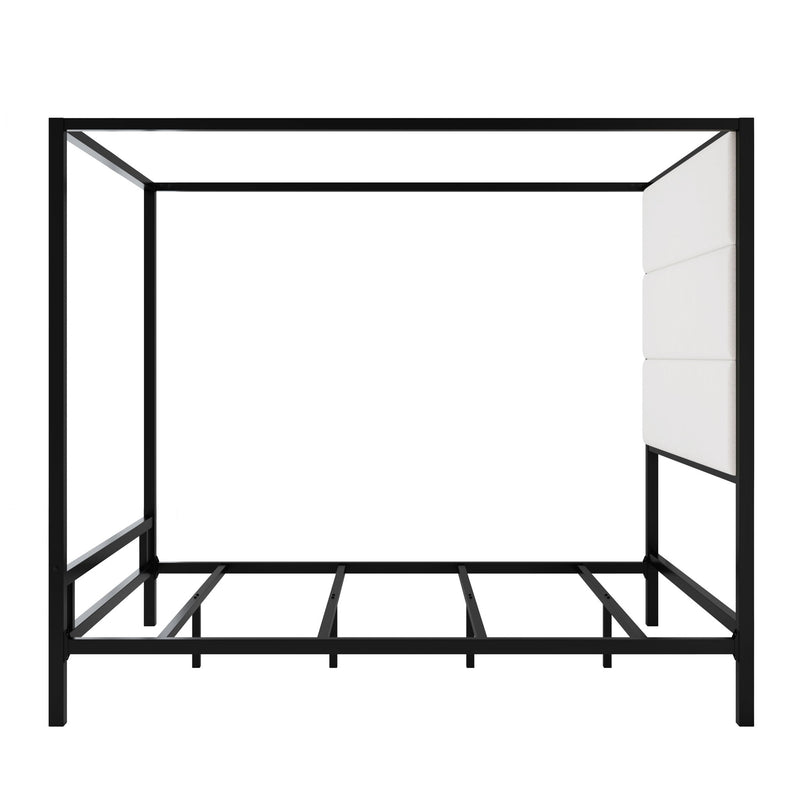 Modern Canopy Bed With Tall Upholstered Headboard