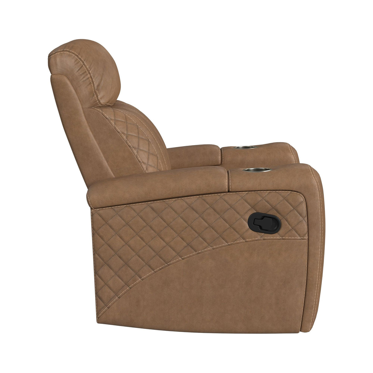 Side Kick Recliner With Cupholders And White Led Light in Simba Saddle by Elements International, view 5