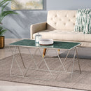 Modern Glam Marble Coffee Table With Gold Base - Green