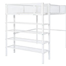 Loft Bed With 4 Tier Shelves And Storage